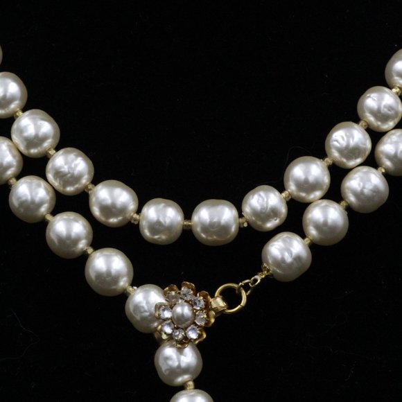 MIRIAM HASKELL COUTURE BAROQUE PEARL RHINESTONES MINT LARIAT NECKLACE - Picture 13 of 14
